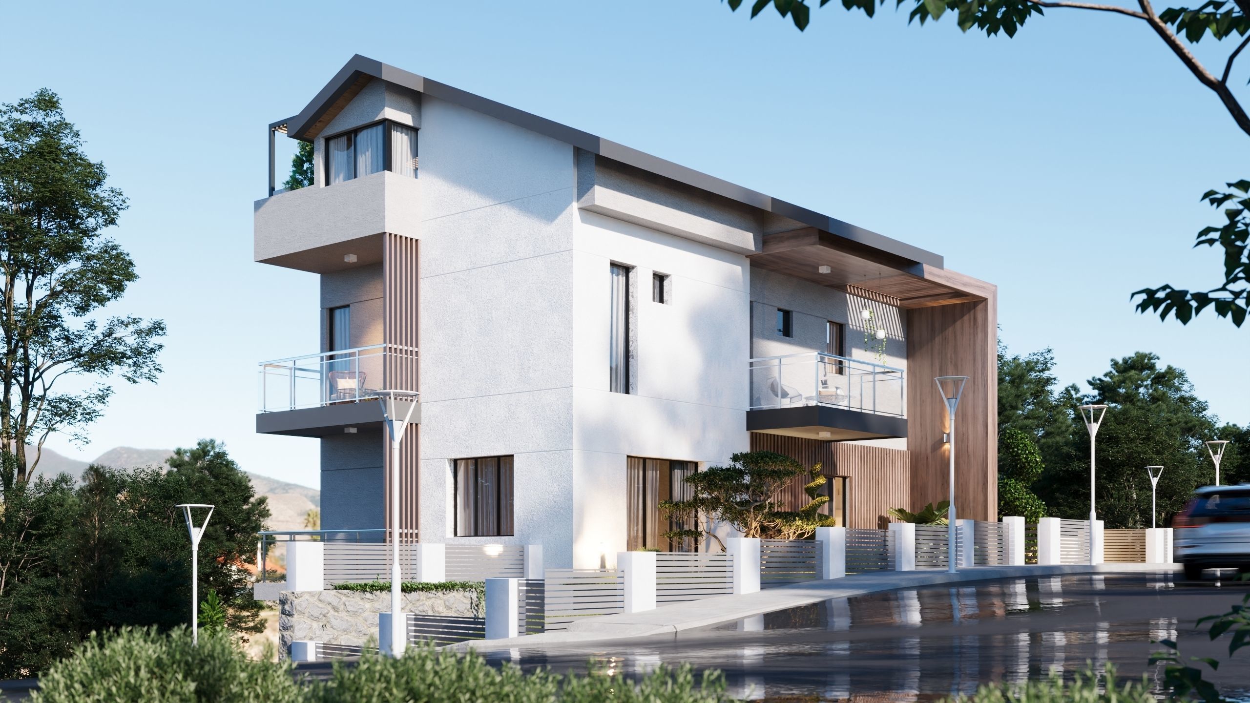 Villa exterior rendering by Incubid